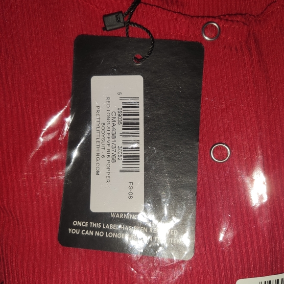 Red Long Sleeve Rib Popper Bodysuit - Picture 6 of 6